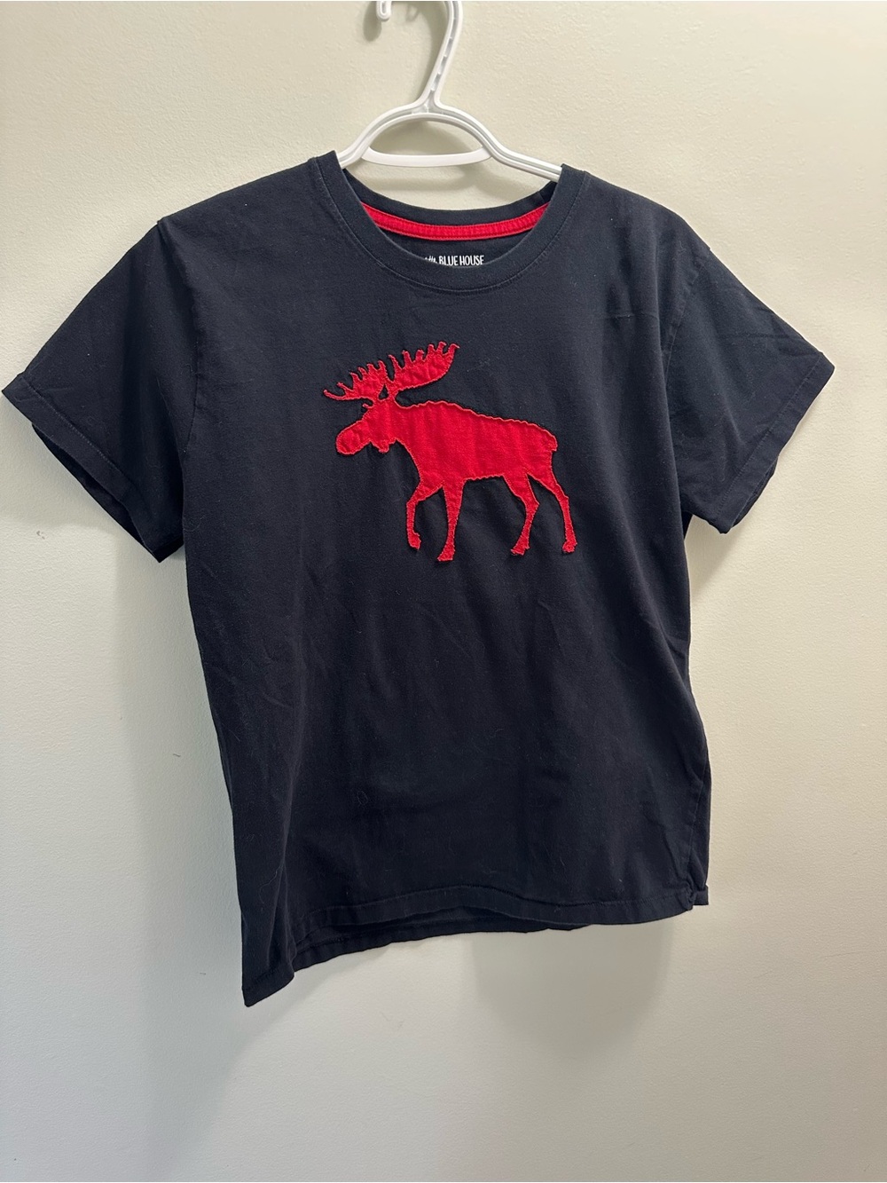Black Short-Sleeve Tee with Red Moose Motif by Blue House - lounge wear